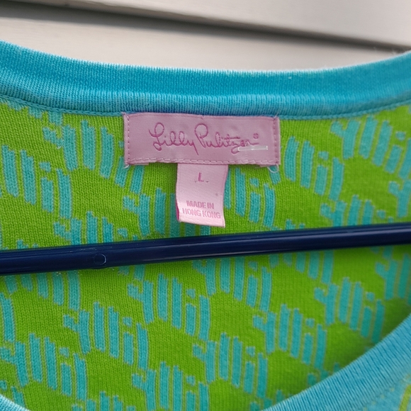 Lilly Pulitzer Aqua Blue and Green Button Up Cardigan Large - Picture 2 of 6